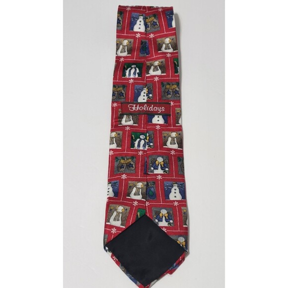 Holidays By MMG Mens Tie Christmas Snowman 57" Multicolor Silk Made in USA - Picture 6 of 7